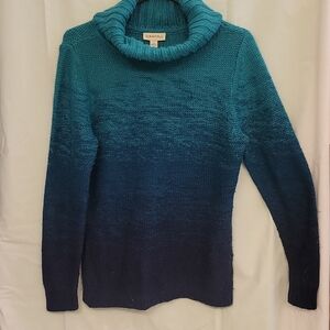 Chaps Ombre Teal and Navy Turtleneck Sweater